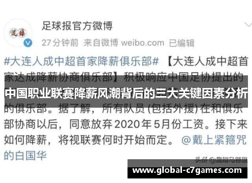 中国职业联赛降薪风潮背后的三大关键因素分析